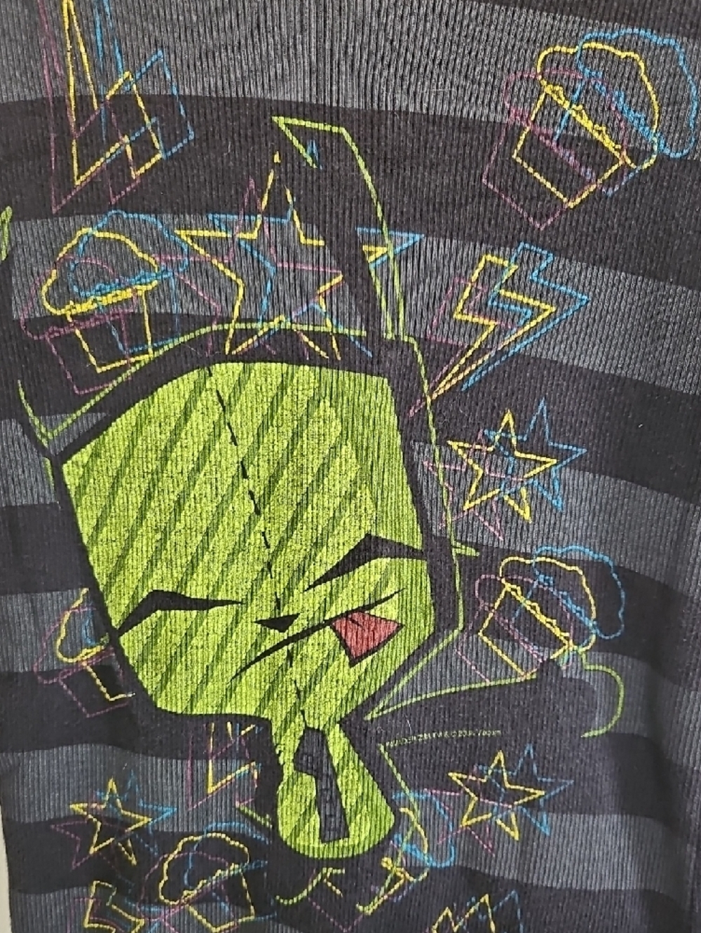 Mighty Fine Invader Zim Gir Black And Gray Stripped Tank Top - Picture 4 of 4
